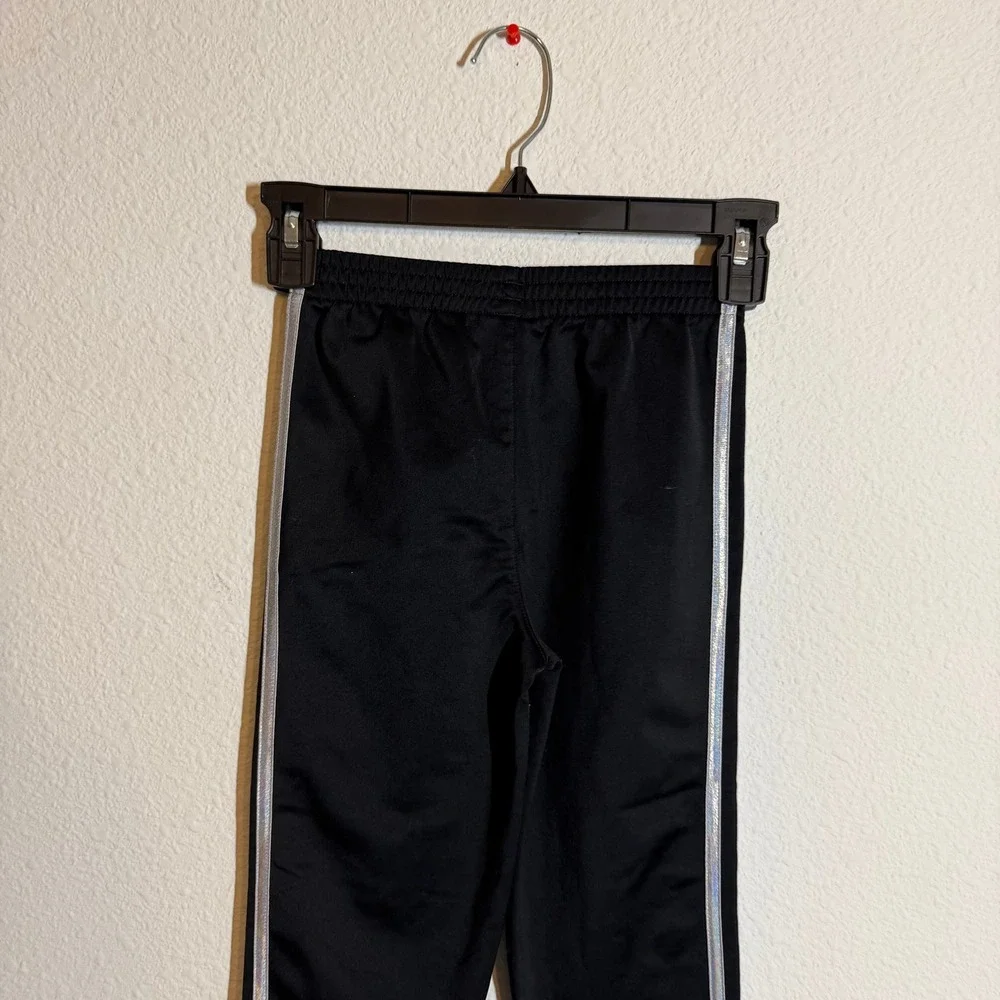 Adidas Girls Black Silver Iridescent Stripe Track‎ Pants Joggers Size 6X